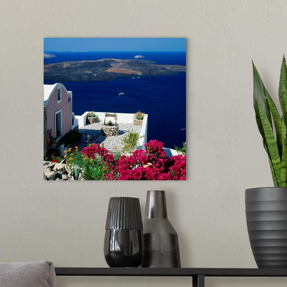 A modern room featuring Greece, Cyclades, Santorini, View towards the crater