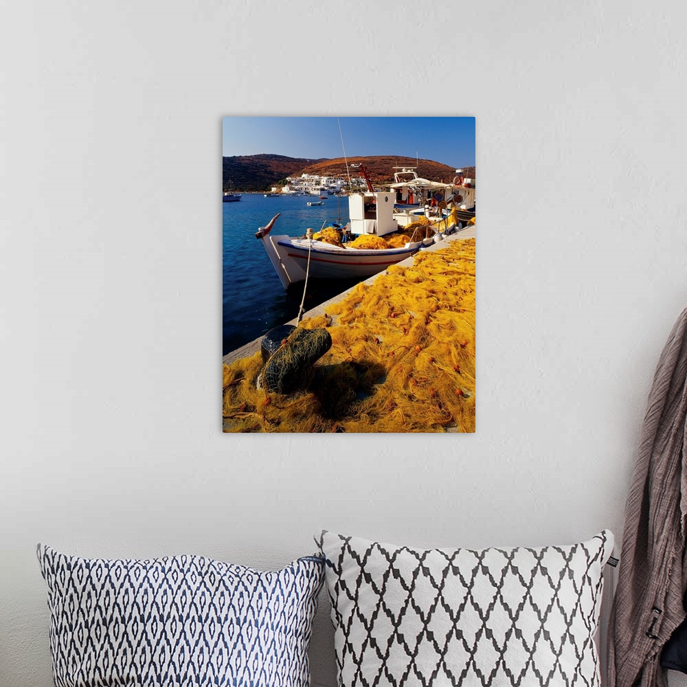 A bohemian room featuring Greece, Cyclades, Sifnos, Faros village, the harbor