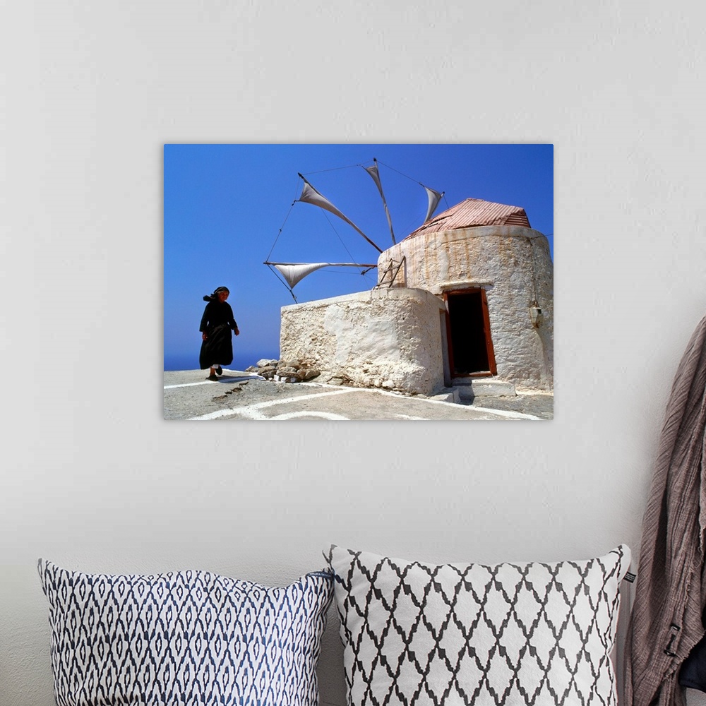 A bohemian room featuring Greece, Dodecanese, Karpathos, Olympos village, windmill