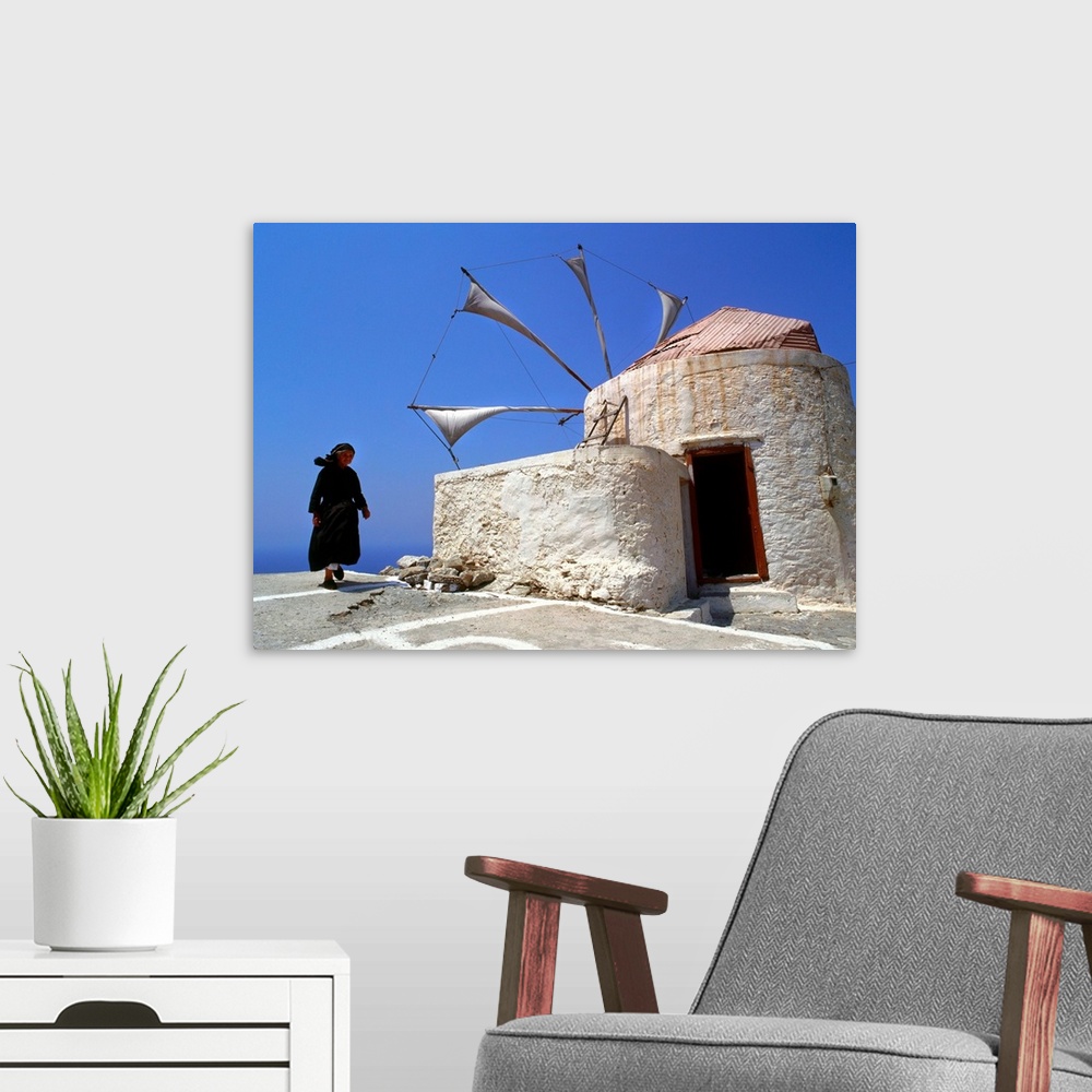 A modern room featuring Greece, Dodecanese, Karpathos, Olympos village, windmill