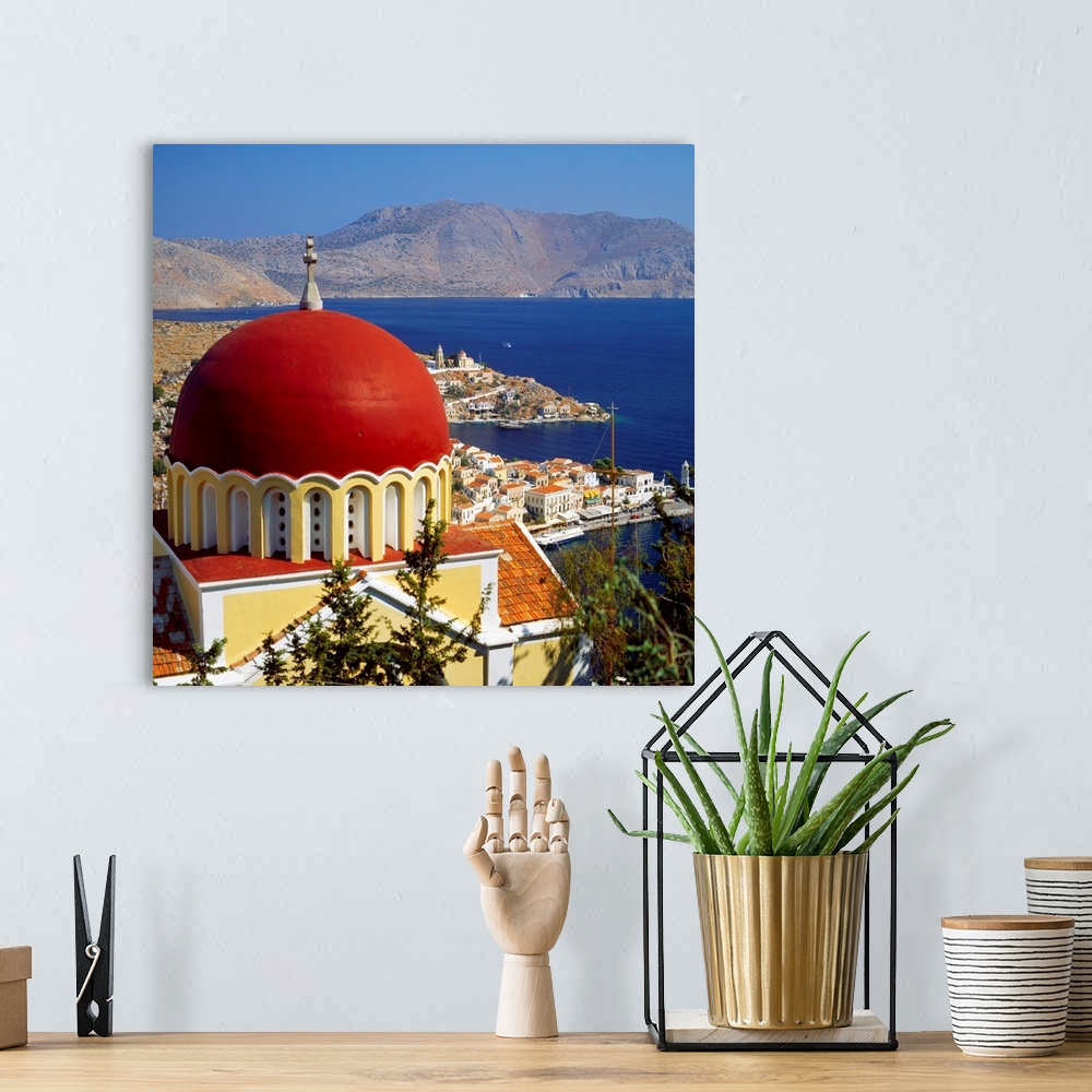 A bohemian room featuring Greece, Dodecanese, Symi, Gialos, view towards the harbor