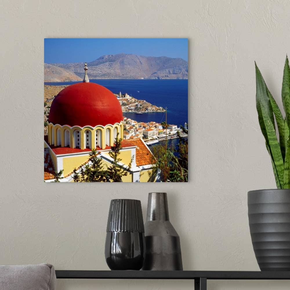 A modern room featuring Greece, Dodecanese, Symi, Gialos, view towards the harbor