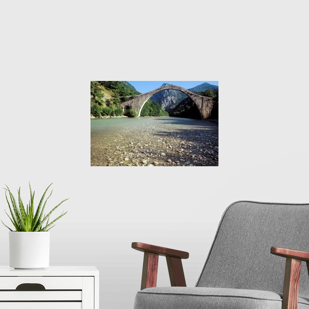 A modern room featuring Greece, Epirus, Tzoumerka, The Plaka bridge on the Arachtos river