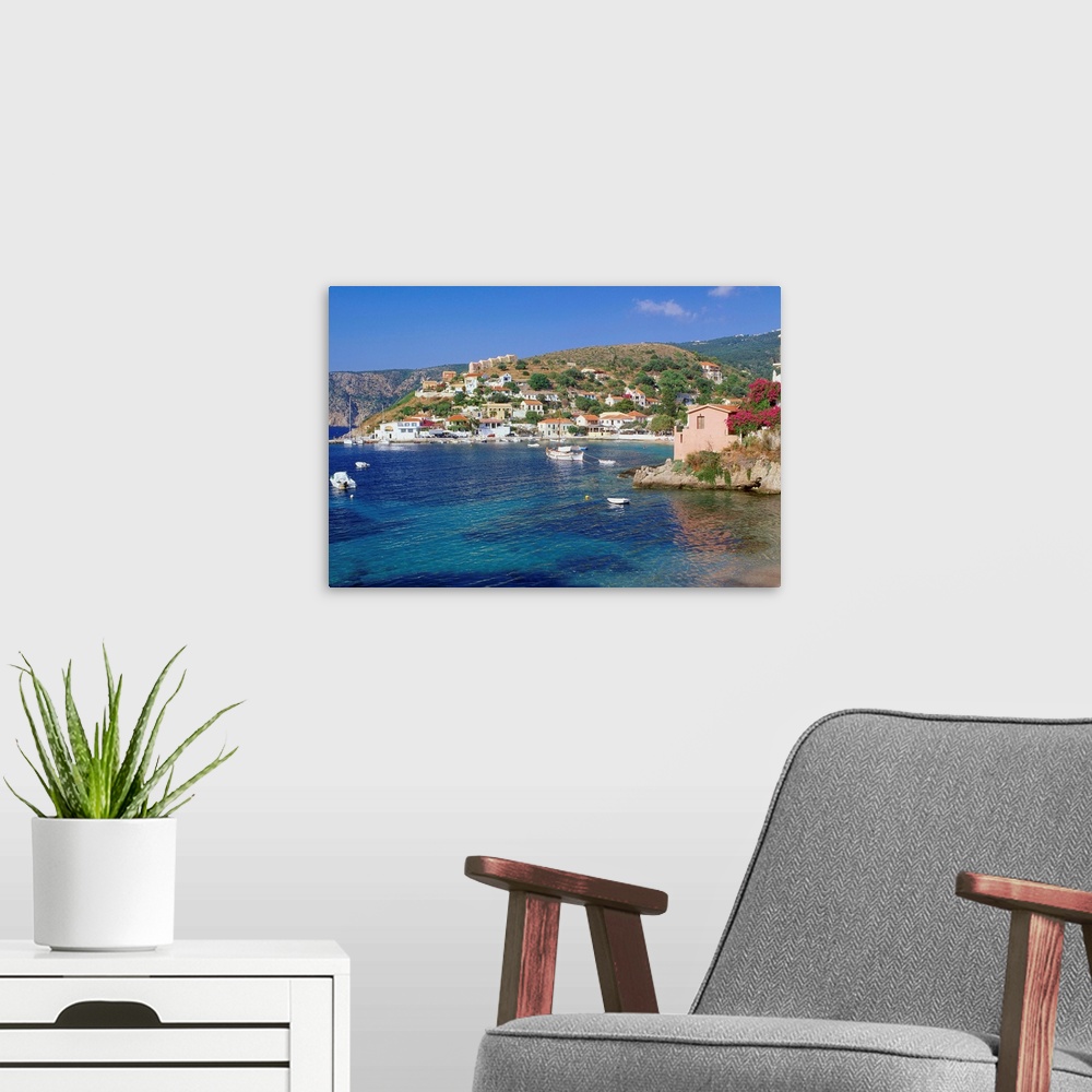 A modern room featuring Greece, Ell..s, Ionian Islands, Cephalonia Island, Kefallinia, Assos village
