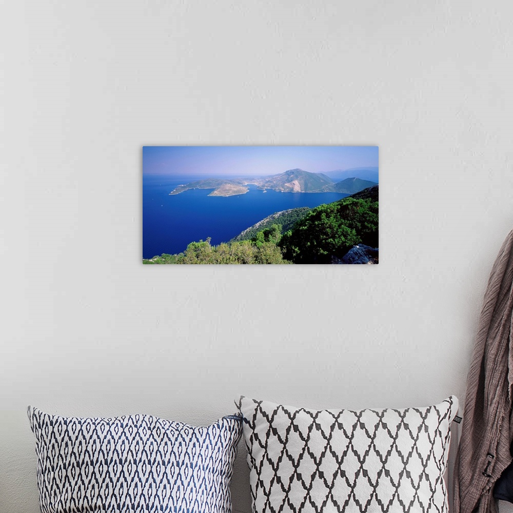 A bohemian room featuring Greece, Ell..s, Ionian Islands, Ithaca island, Ith..ki, View towards Vathi town