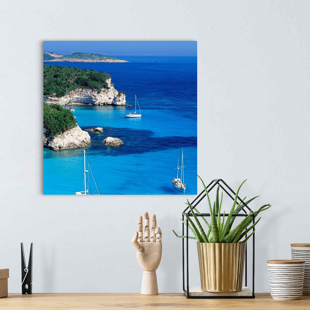 A bohemian room featuring Greece, Ell..s, Ionian Islands, Paxos island, Antipaxos island, view towards Voutoumi beach and P...