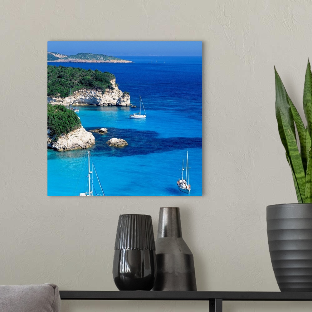A modern room featuring Greece, Ell..s, Ionian Islands, Paxos island, Antipaxos island, view towards Voutoumi beach and P...