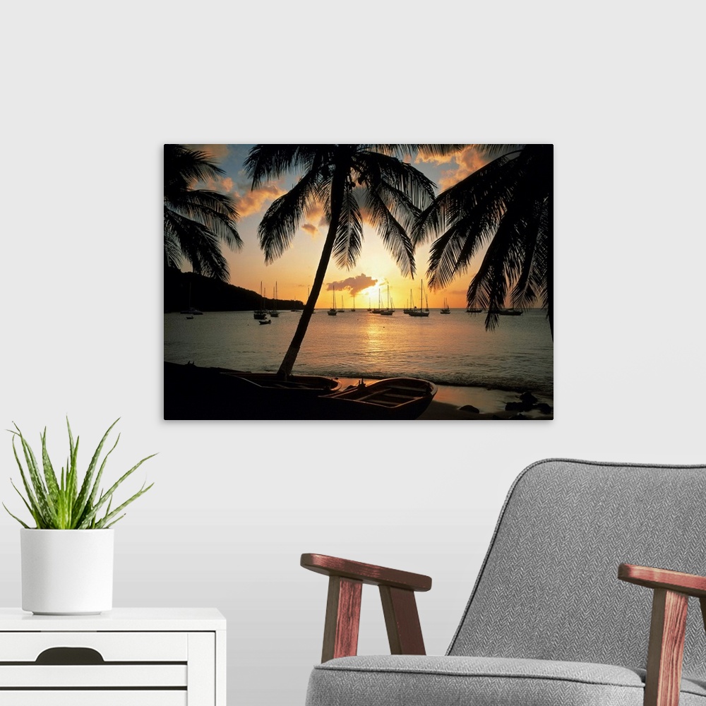 A modern room featuring Sonnenuntergang bei Deshaies, Guadeloupe, Inseln ..ber dem Winde, Karibik