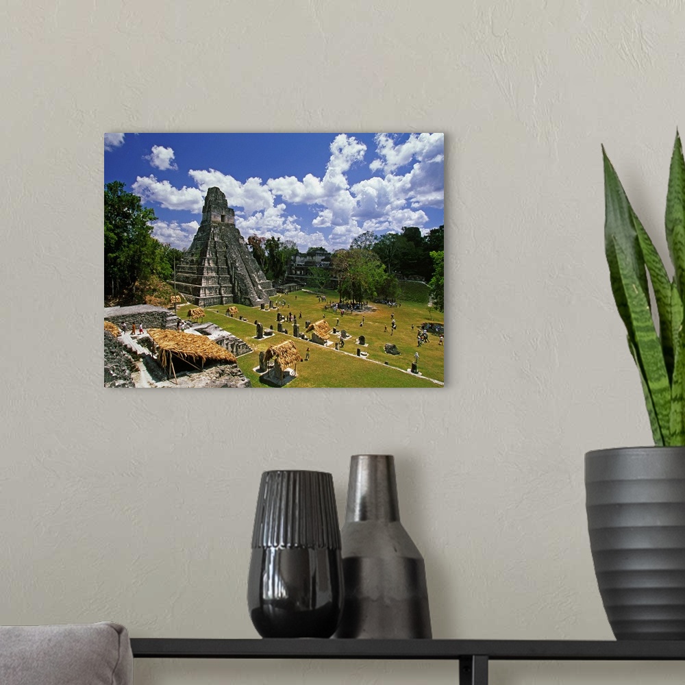 A modern room featuring Guatemala, Guatemala, Tikal, Plaza Mayor, the Temple I from Central Acropolis