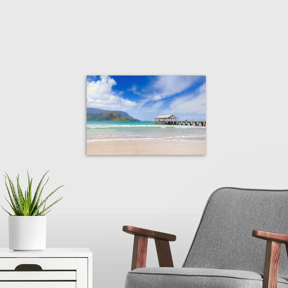 A modern room featuring Hawaii, Tropics, Kauai island, Hanalei Bay and Pier