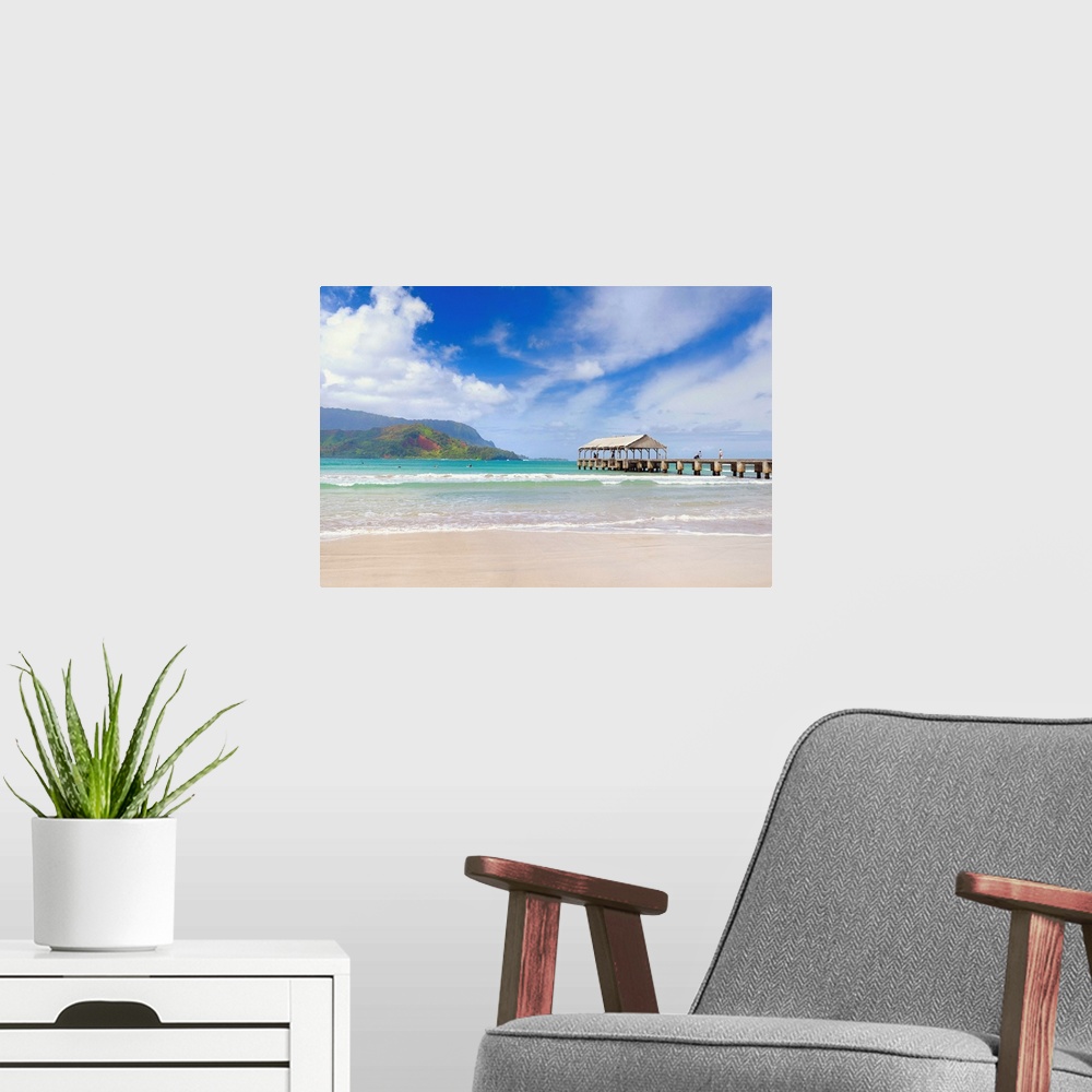 A modern room featuring Hawaii, Tropics, Kauai island, Hanalei Bay and Pier