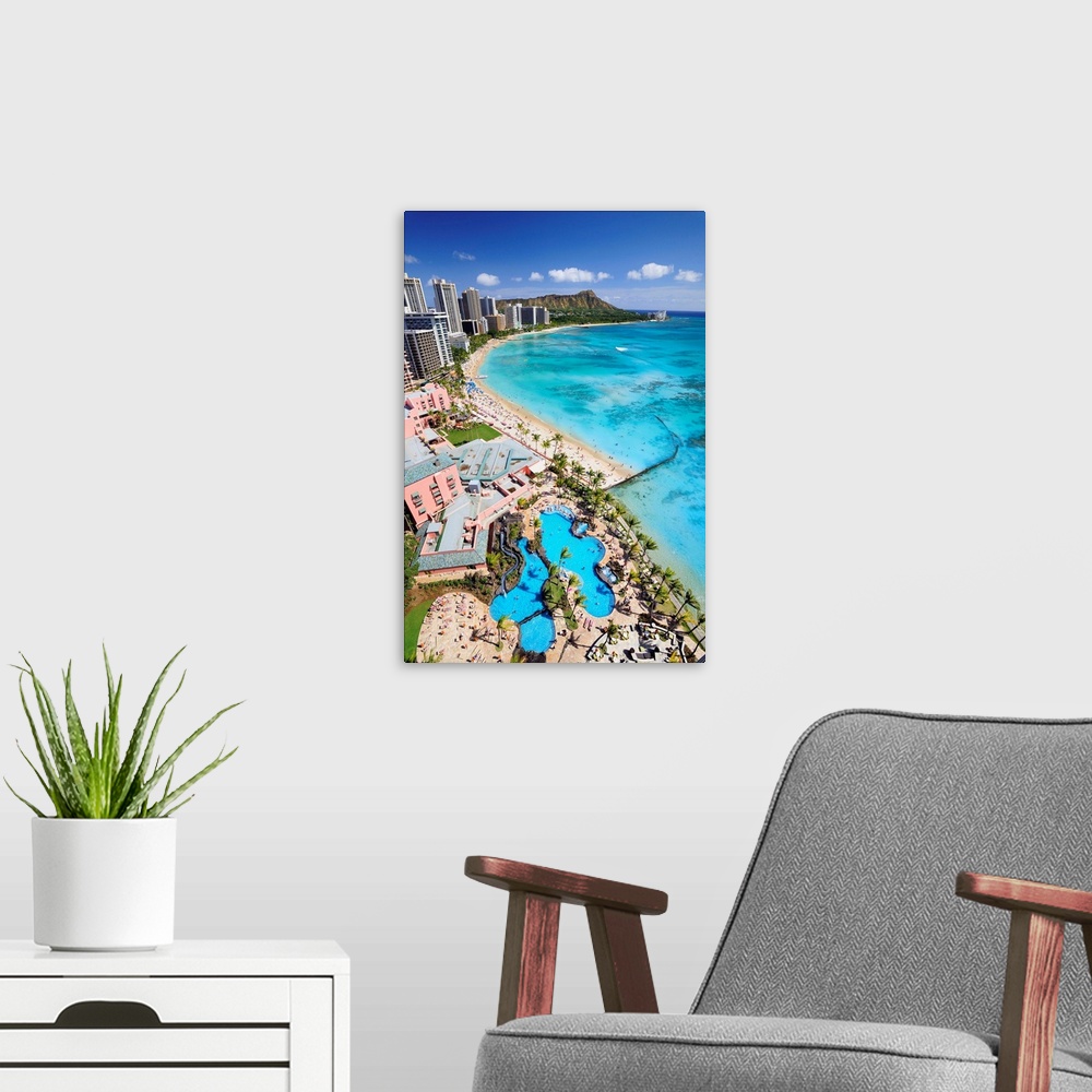 A modern room featuring Hawaii, Tropics, Pacific ocean, Oahu island, Honolulu, Waikiki beach and Diamond Head