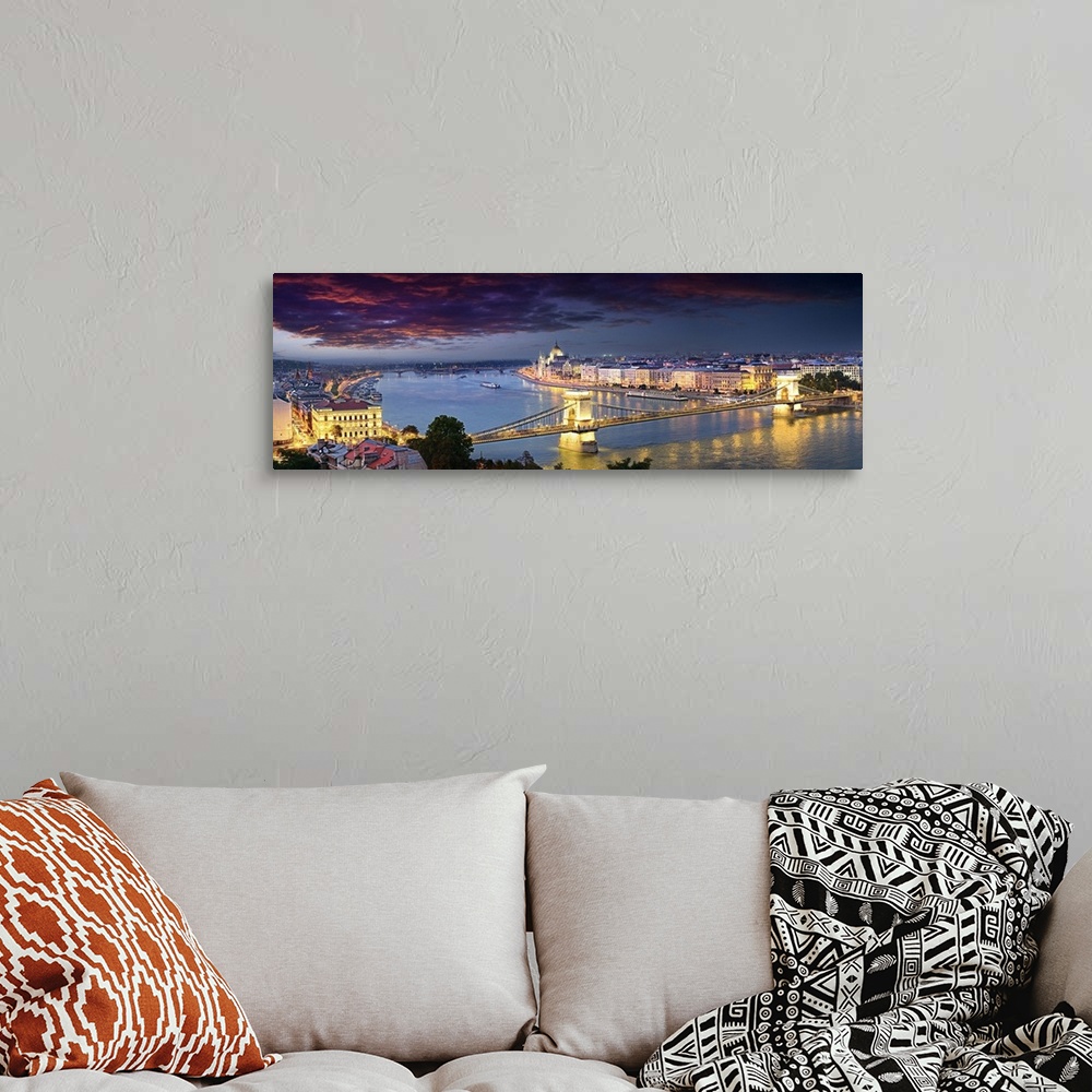 A bohemian room featuring Hungary, Budapest, Danube, Central Europe, Budapest, Chain Bridge