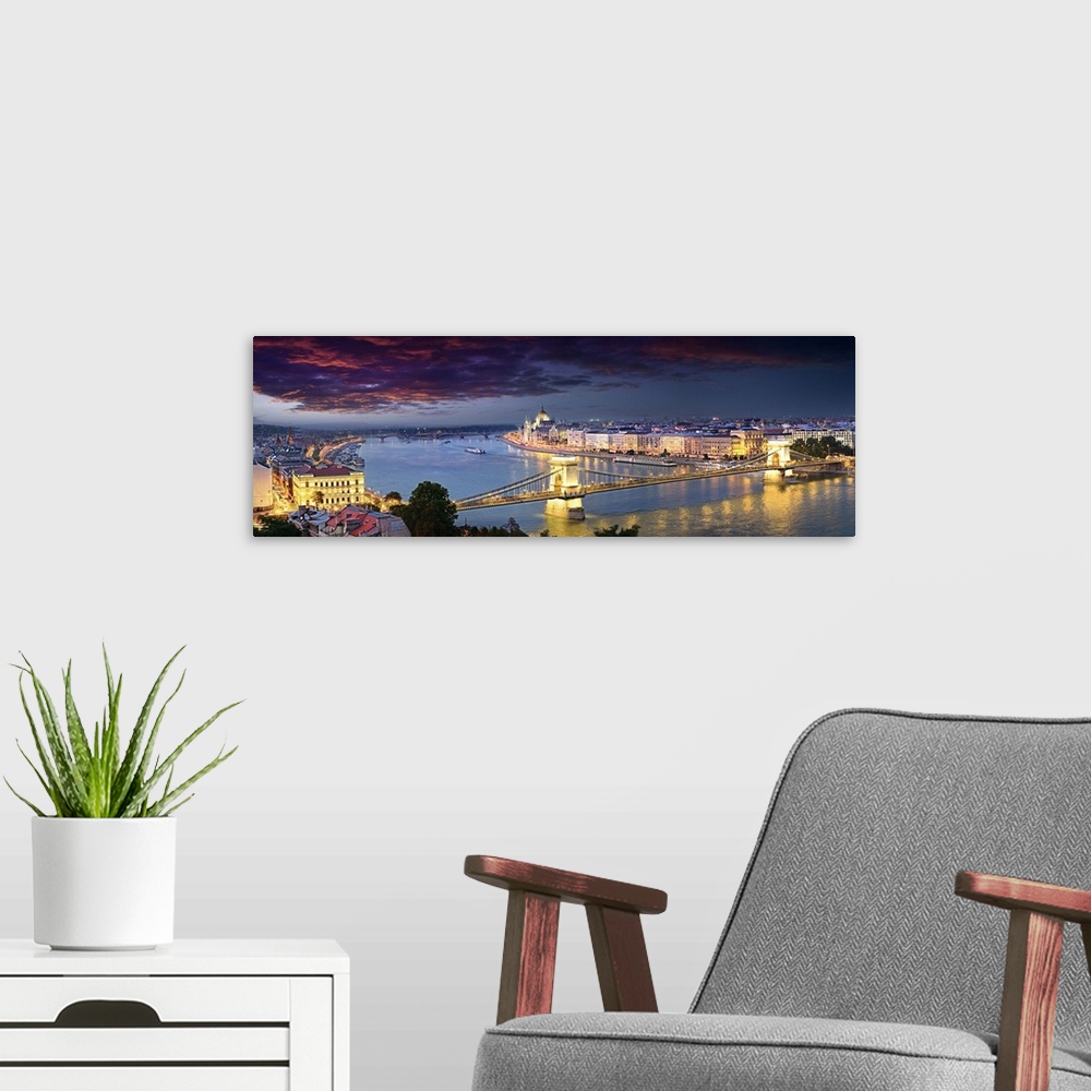 A modern room featuring Hungary, Budapest, Danube, Central Europe, Budapest, Chain Bridge