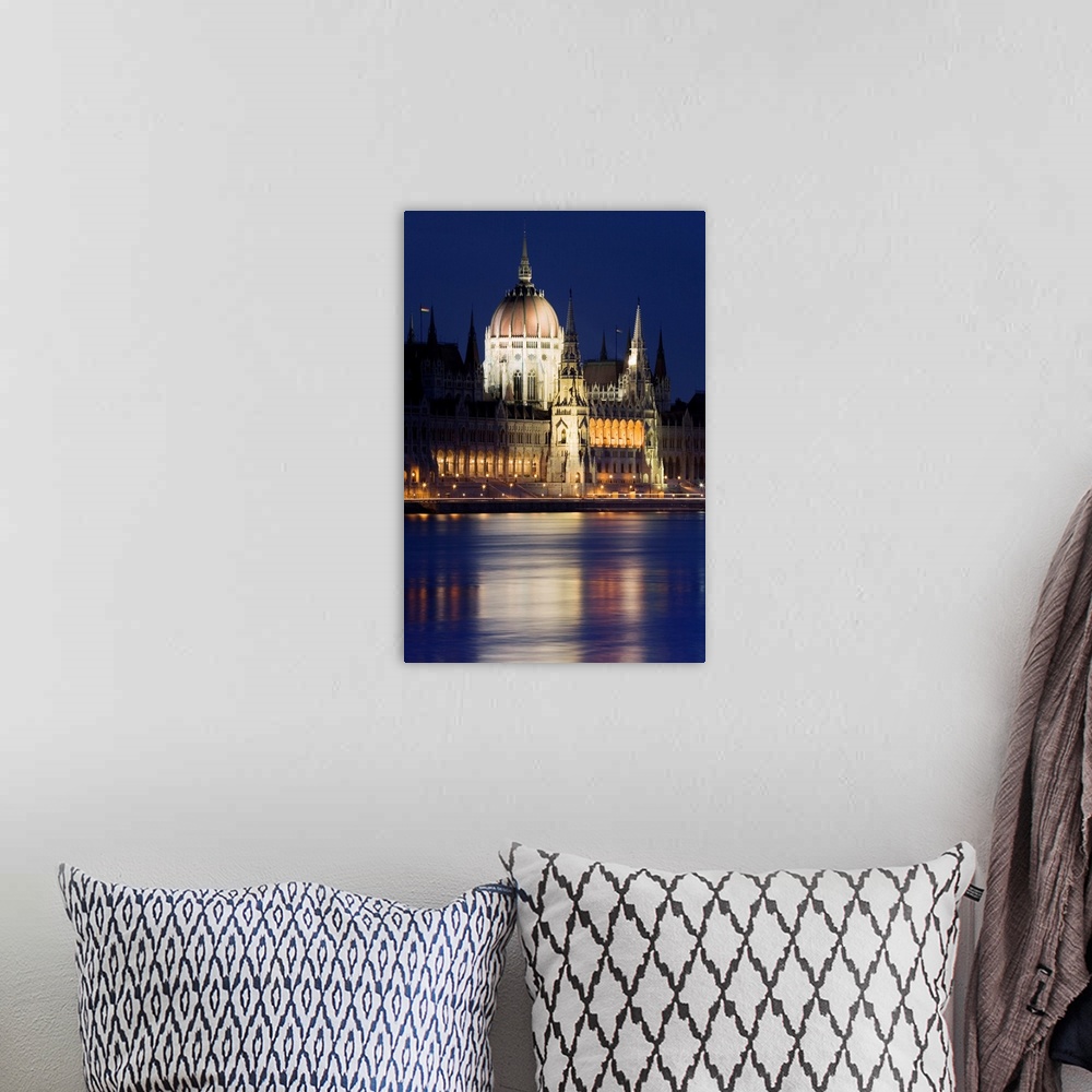 A bohemian room featuring Hungary, Budapest, Danube, Donau, Parliament on the Pest Embankment