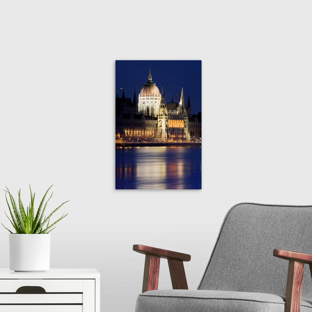 A modern room featuring Hungary, Budapest, Danube, Donau, Parliament on the Pest Embankment