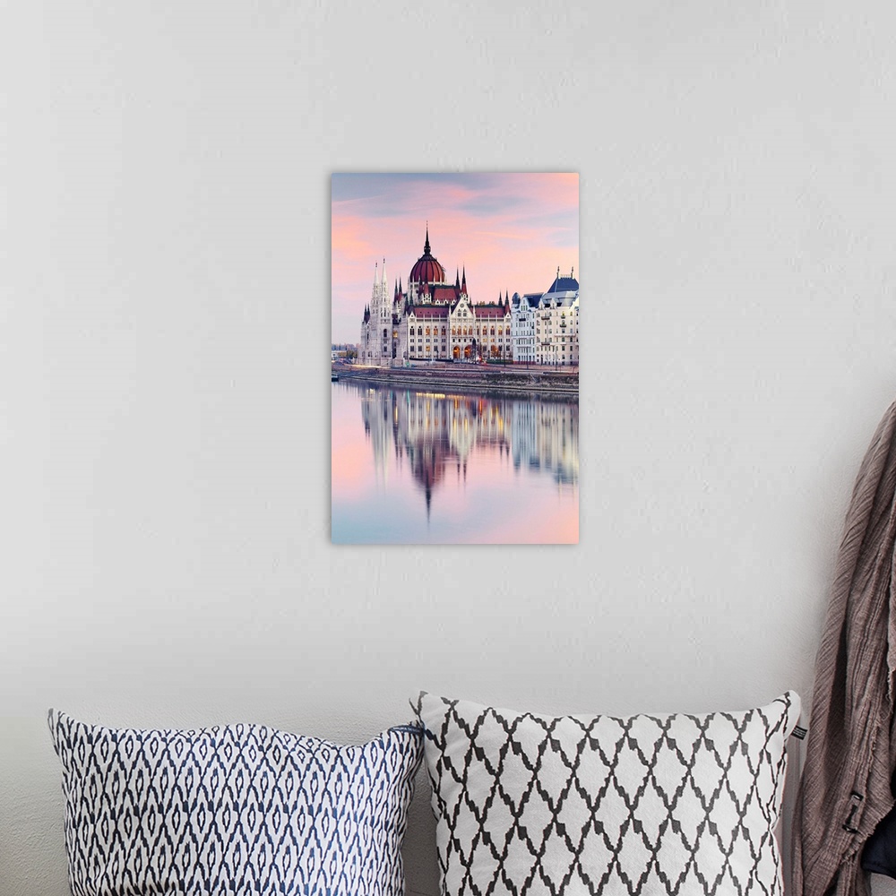 A bohemian room featuring Hungary, Budapest, The Danube river and the Parliament building.