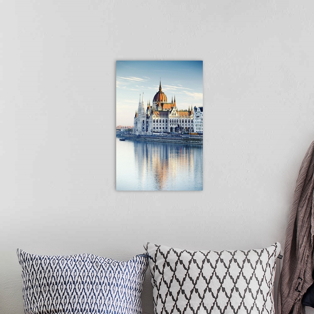 A bohemian room featuring Hungary, Budapest, The Danube river and the Parliament building