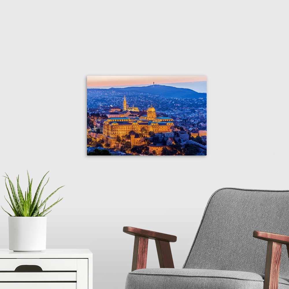 A modern room featuring Hungary, Budapest, Buda, Varhegy (Buda Castle Hill), the Var (Castle), the Royal Palace (Kiralyi ...