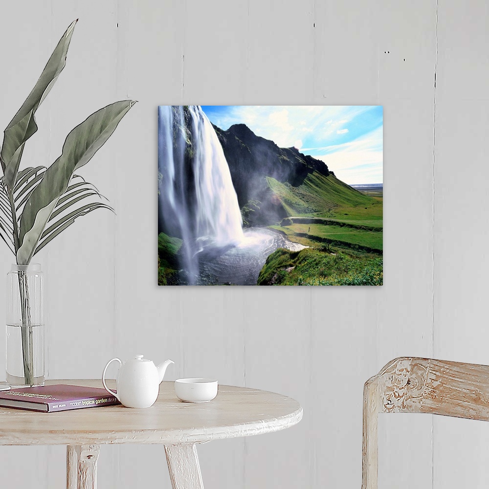 A farmhouse room featuring Iceland, South Coast, Seljalandsfoss waterfall