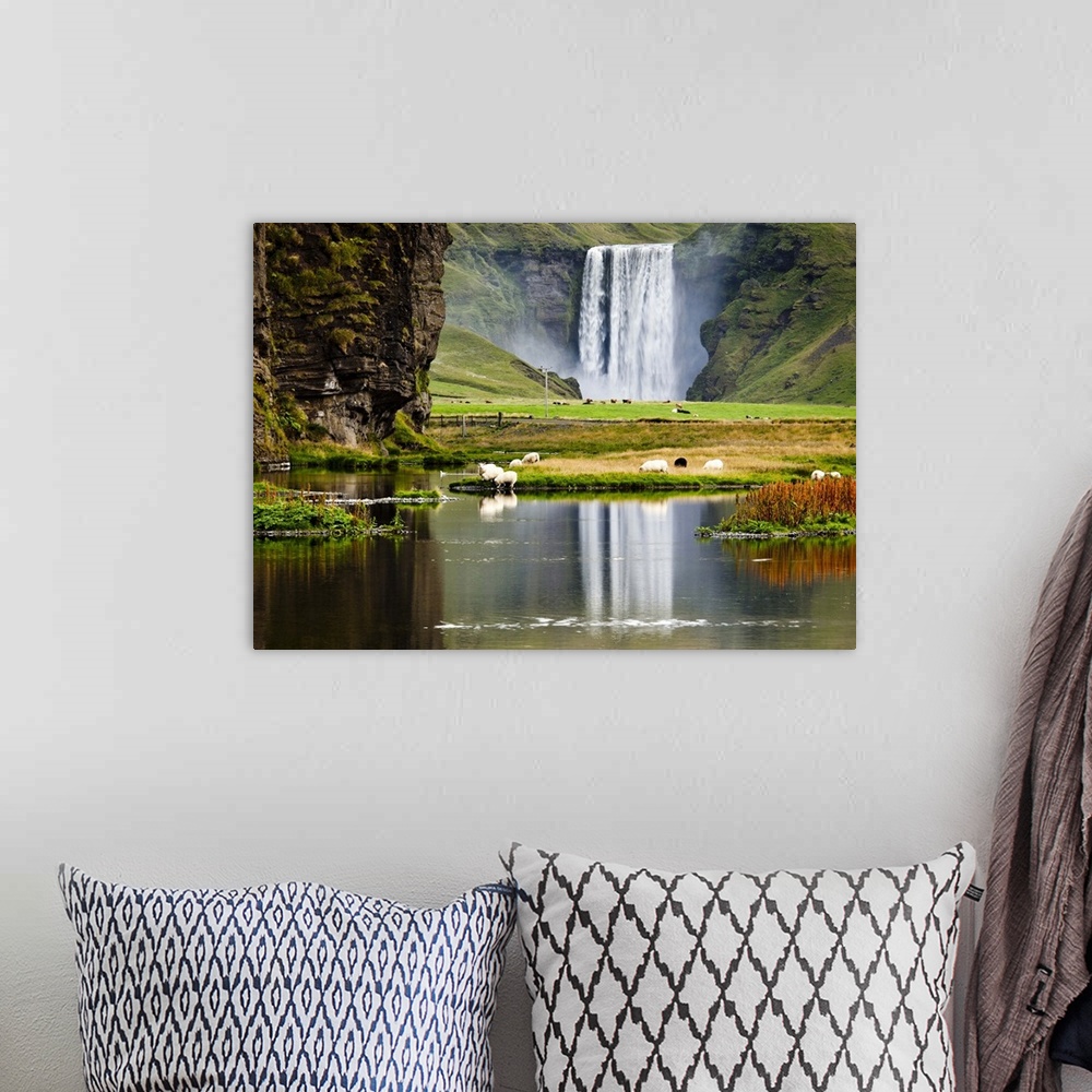 A bohemian room featuring Iceland, South Iceland, Su..urland, Skogafoss Waterfall