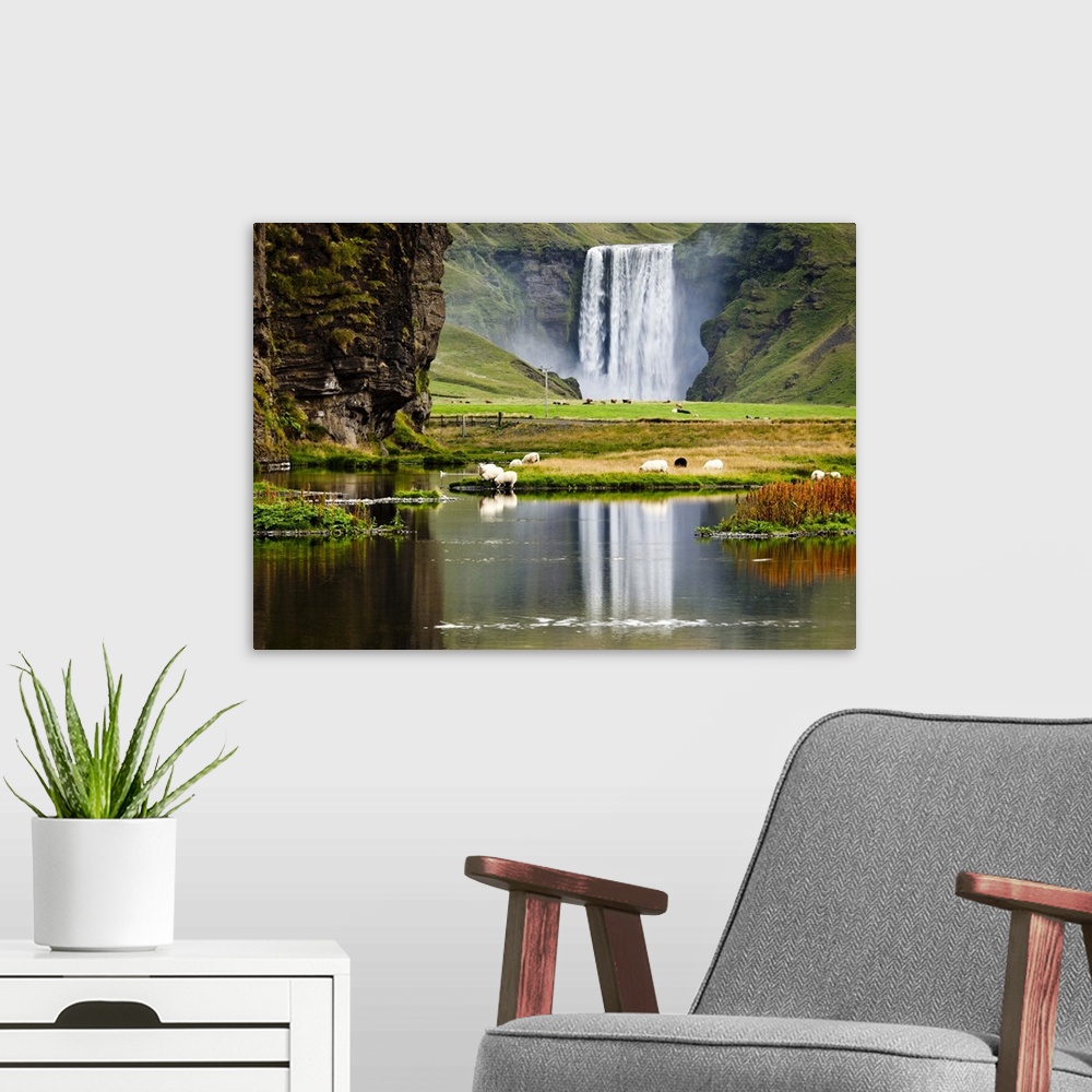 A modern room featuring Iceland, South Iceland, Su..urland, Skogafoss Waterfall
