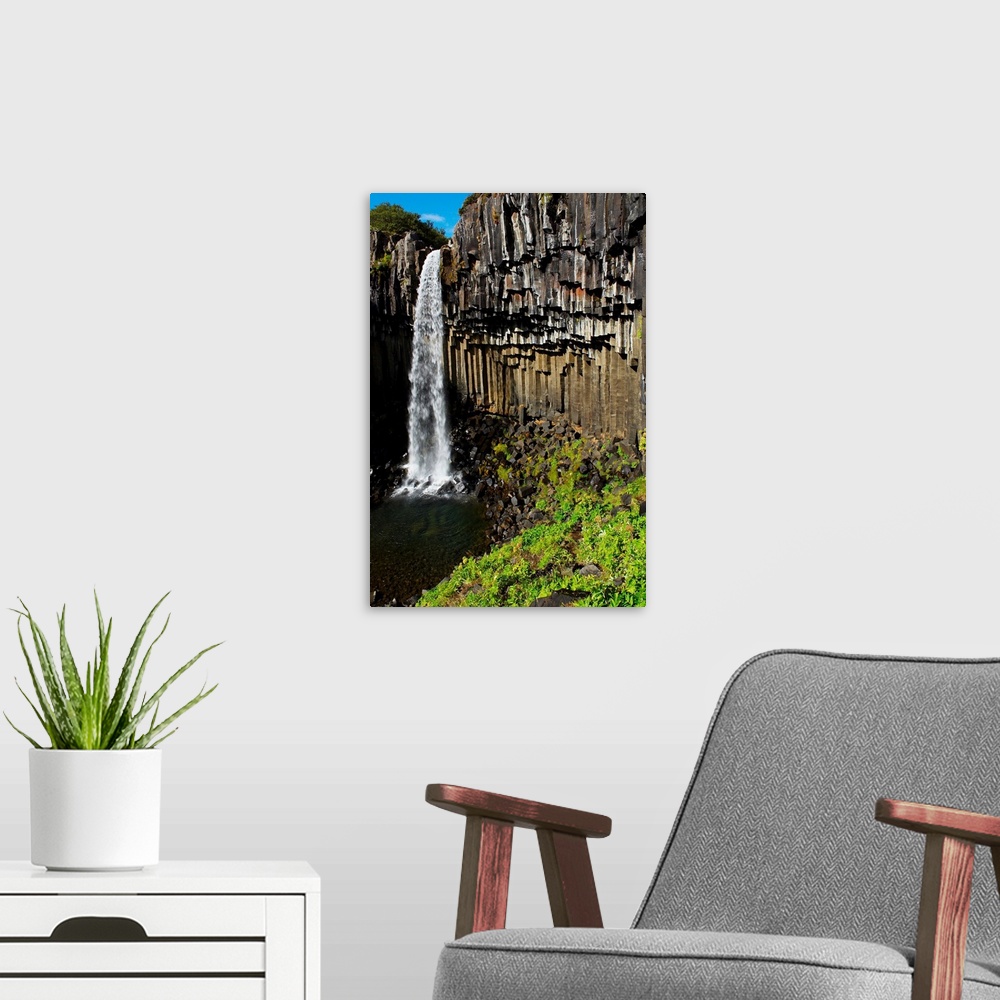 A modern room featuring Iceland, South Iceland, Su..urland, Svartifoss waterfall