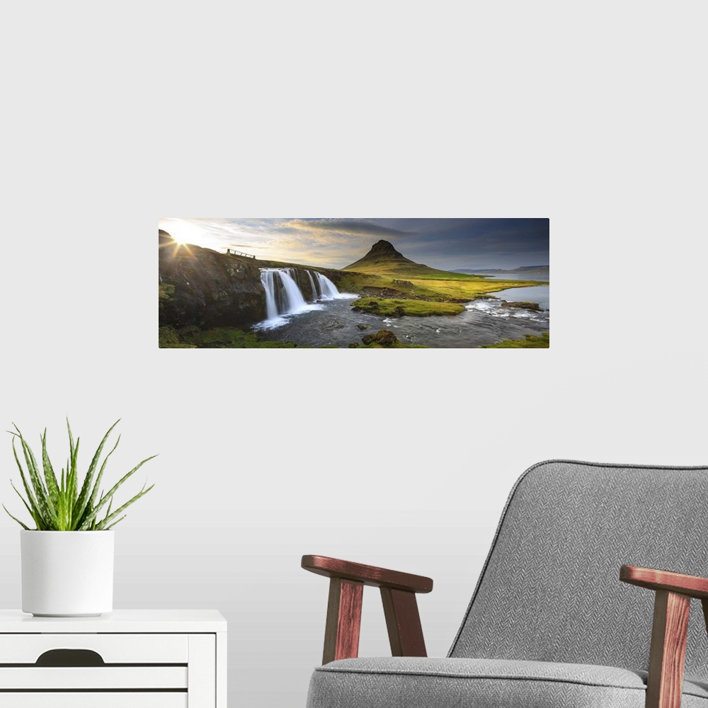 A modern room featuring Iceland, West Iceland, Vesturland, Kirkjufell mountain.