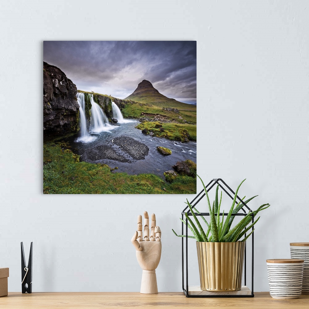 A bohemian room featuring Iceland, West Iceland, Vesturland, Snaefellsness Peninsula, Kirkjufell Waterfall