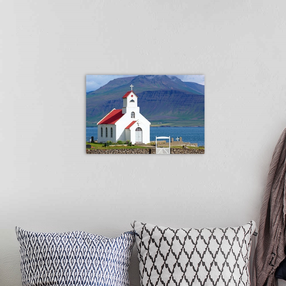 A bohemian room featuring Iceland, Westfjords, Vestfiroir, Innriholmur church, around Akranes