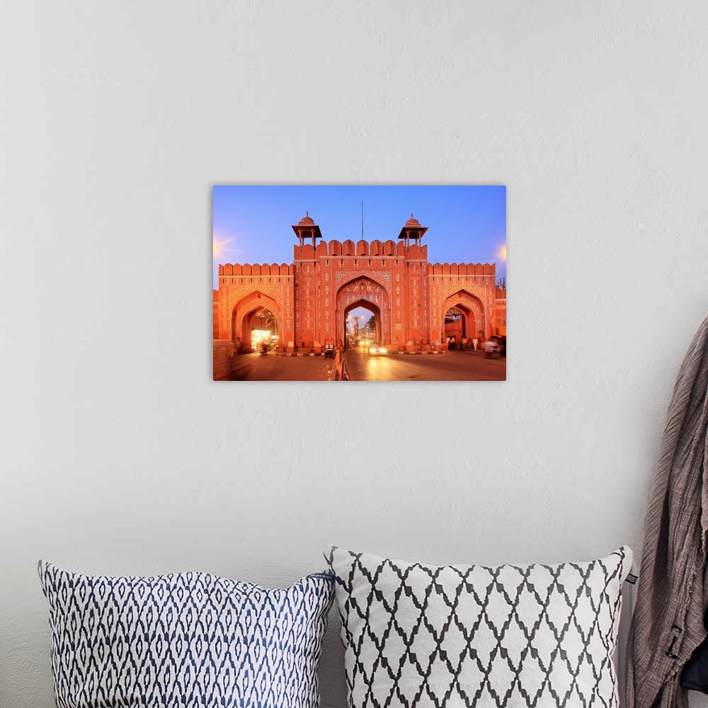 A bohemian room featuring India, Rajasthan, Jaipur, View of Chandpol Gate