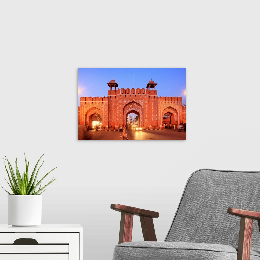 A modern room featuring India, Rajasthan, Jaipur, View of Chandpol Gate