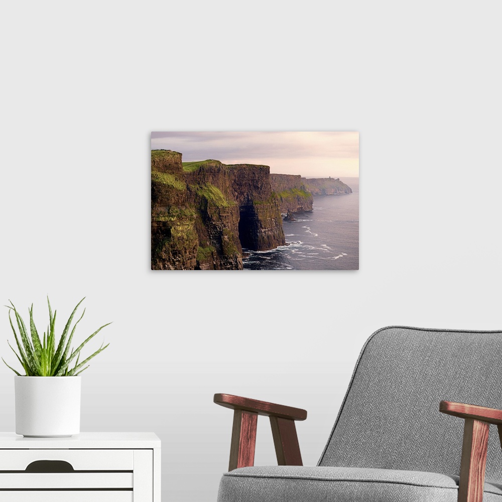 A modern room featuring Ireland, Clare, Atlantic ocean, Sunset on the Cliffs of Moher