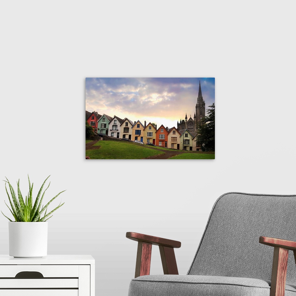 A modern room featuring Ireland, Cork, Cobh, Cathedral at sunset
