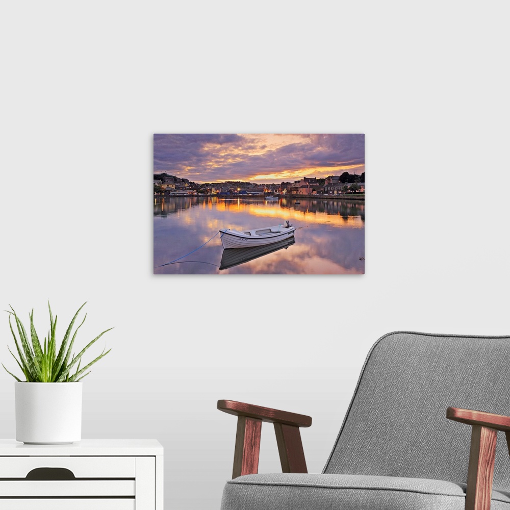 A modern room featuring Ireland, Cork, Kinsale, View of the Kinsale Harbor with the seafront.