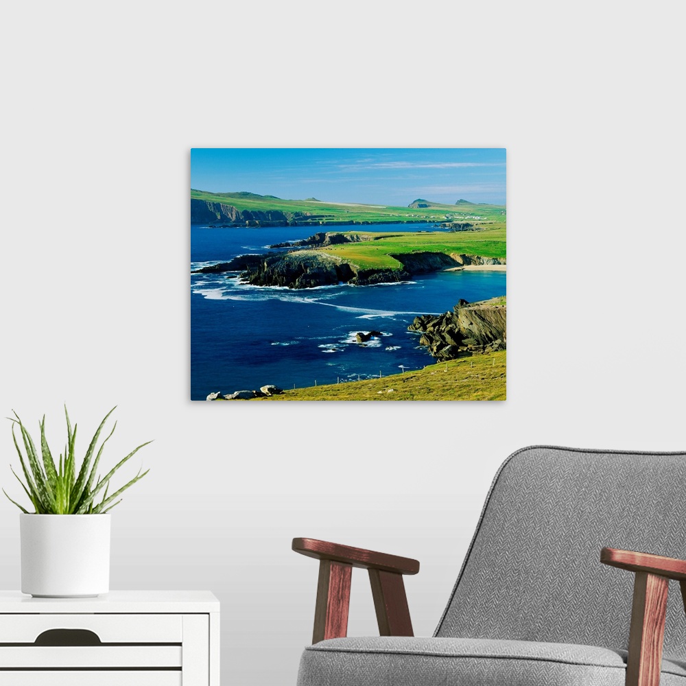 A modern room featuring Ireland, County Kerry, Clogher Head, landscape
