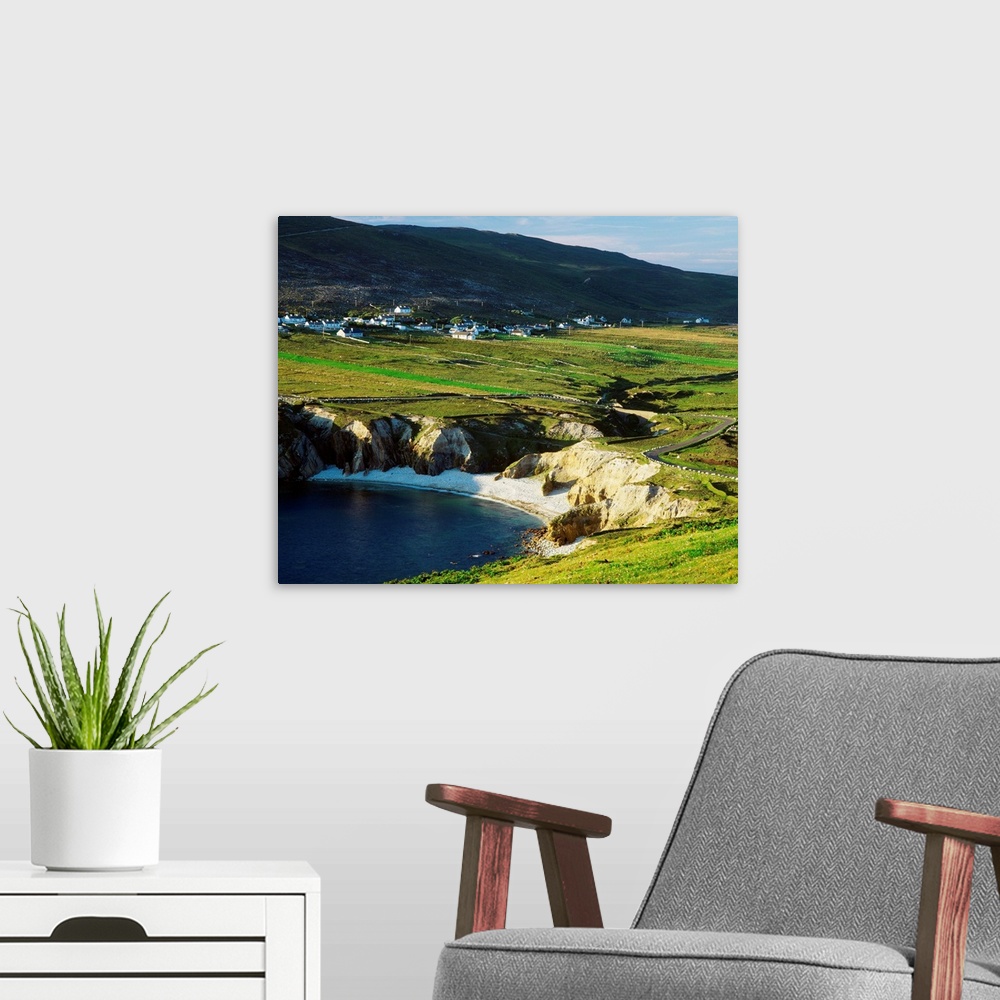 A modern room featuring Ireland, County Mayo, Achill Island, panorama near Doogea village
