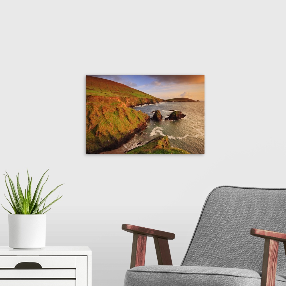 A modern room featuring Ireland, Kerry, View of the cliffs at Slea Head, Ireland's westernmost point
