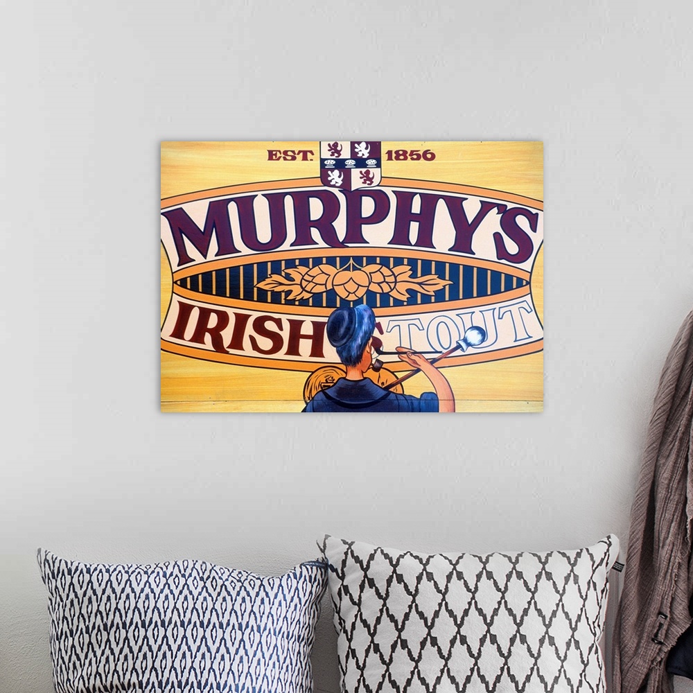 A bohemian room featuring Ireland, Murphy's Irish beer, sign