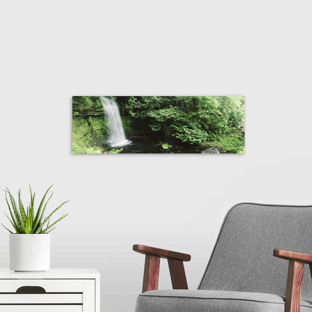 A modern room featuring Ireland, Sligo, Glencare, waterfall panoramic view.