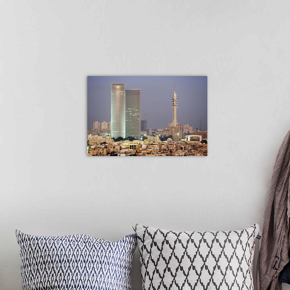 A bohemian room featuring Israel, Tel Aviv, Middle East, Tel Aviv, Tel Aviv-Jaffa, View from the Carlton Hotel, Peace Towers