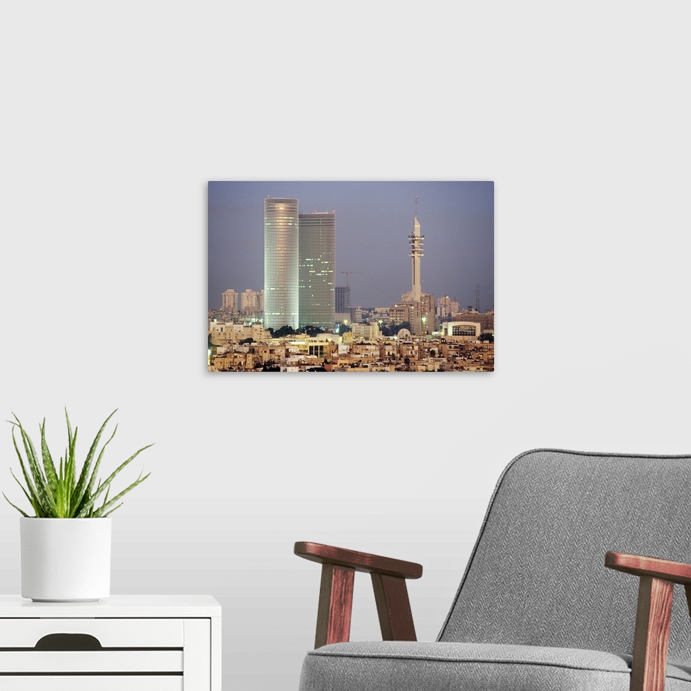 A modern room featuring Israel, Tel Aviv, Middle East, Tel Aviv, Tel Aviv-Jaffa, View from the Carlton Hotel, Peace Towers