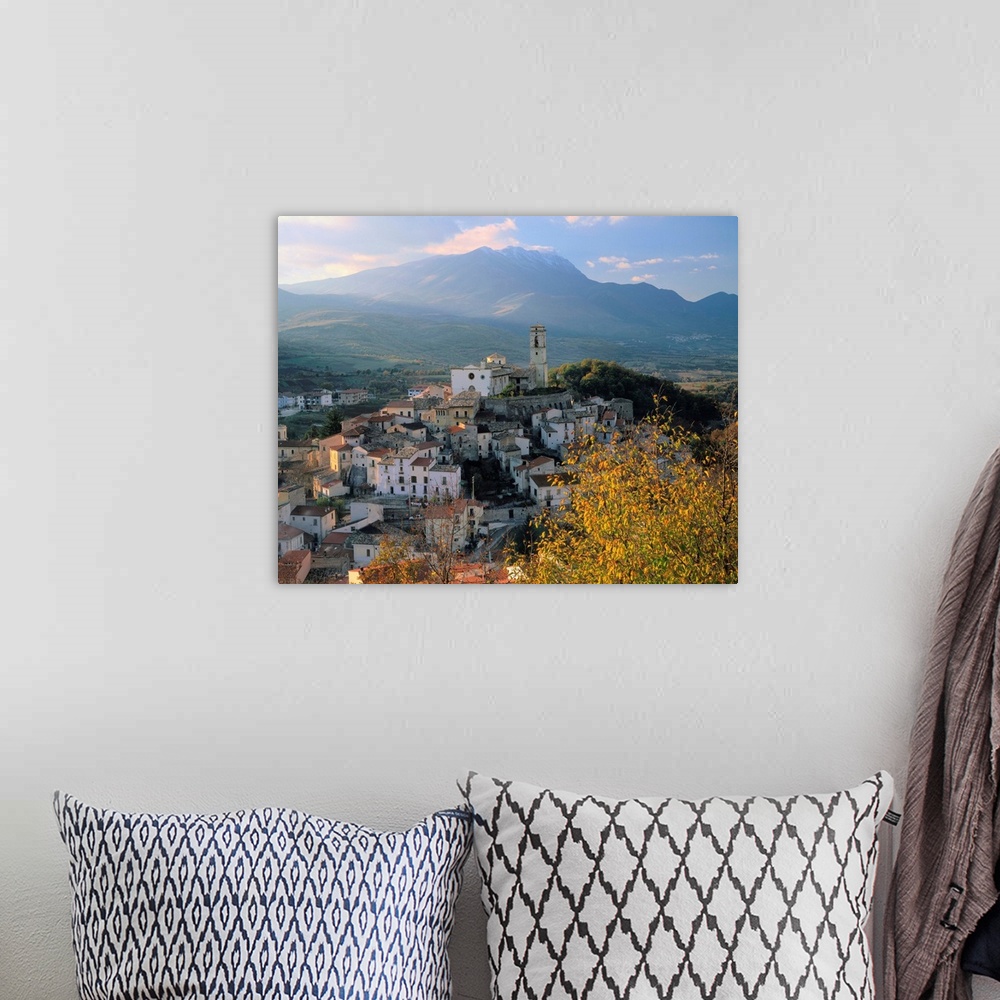 A bohemian room featuring Italy, Abruzzo, Goriano Sicoli, village towards Monte San Nicola