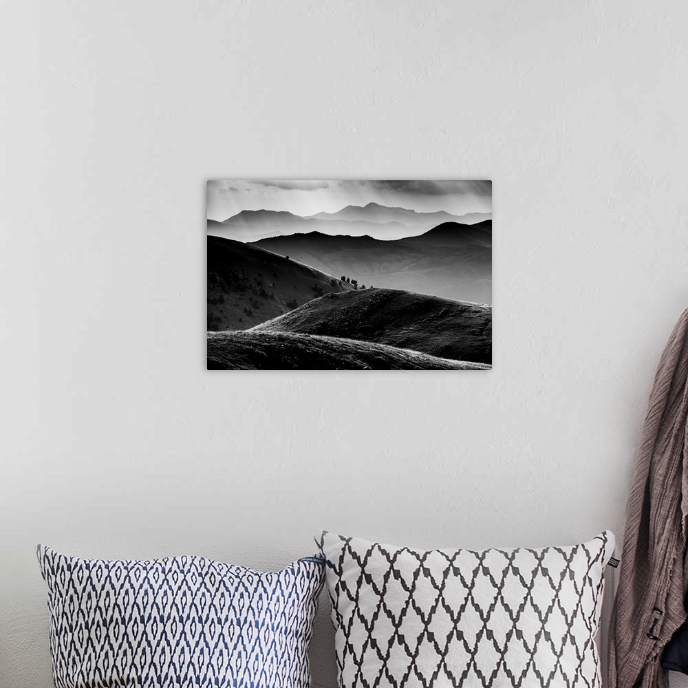 A bohemian room featuring Italy, Abruzzo, Gran Sasso National Park, View from Campo Imperatore.