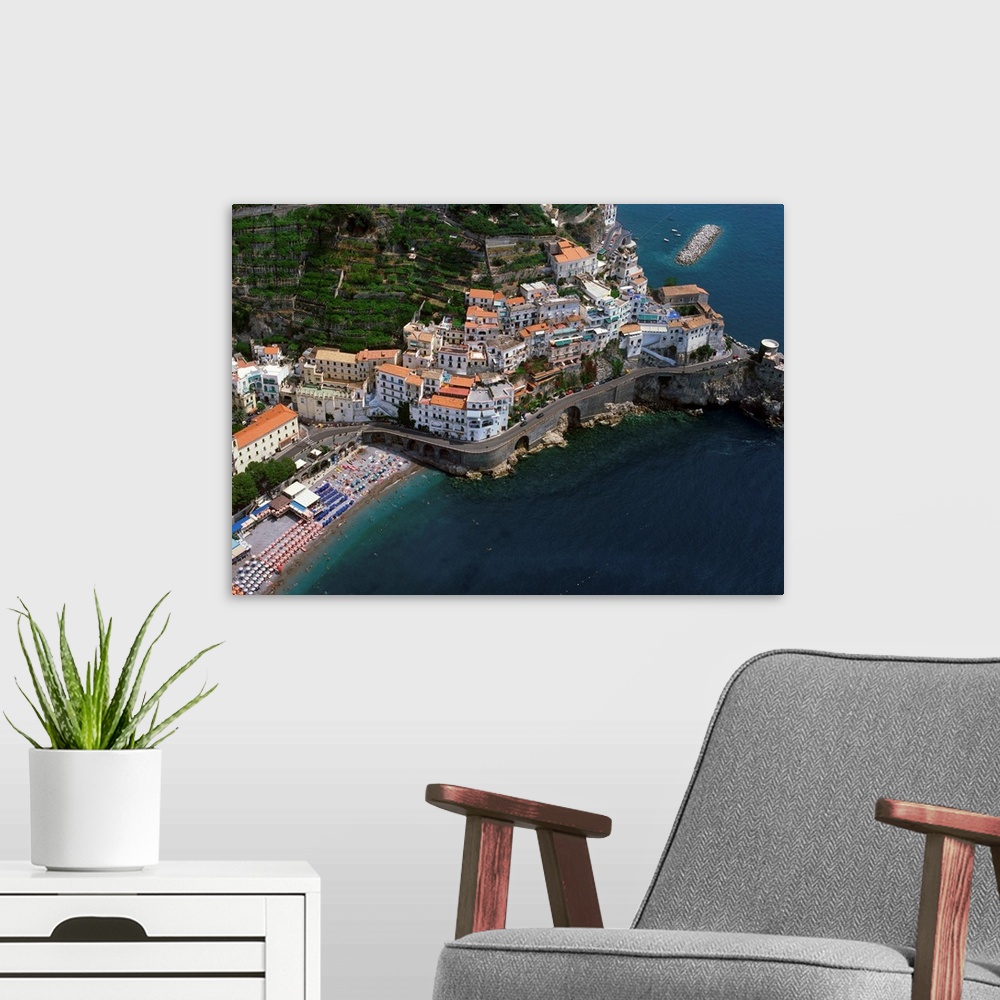 A modern room featuring Italy, Amalfi Coast, aerial view