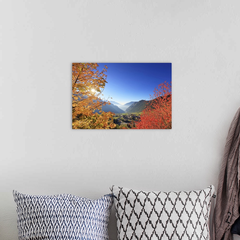 A bohemian room featuring Italy, Aosta Valley, Aosta district, Valtournenche, Torgnon, Alps, Autumn morning.