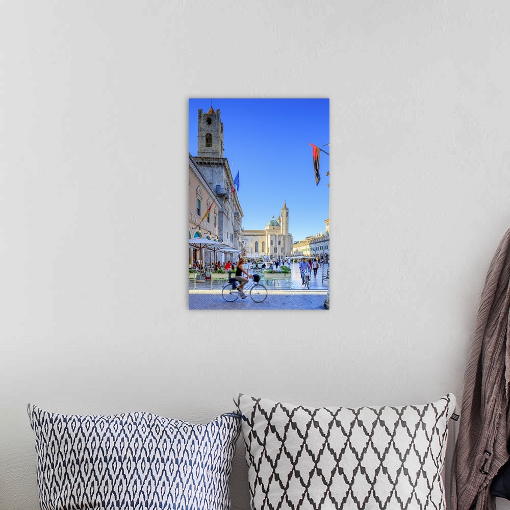 A bohemian room featuring Italy, Marches, Ascoli Piceno district, Ascoli Piceno, Piazza del Popolo (People's Square).