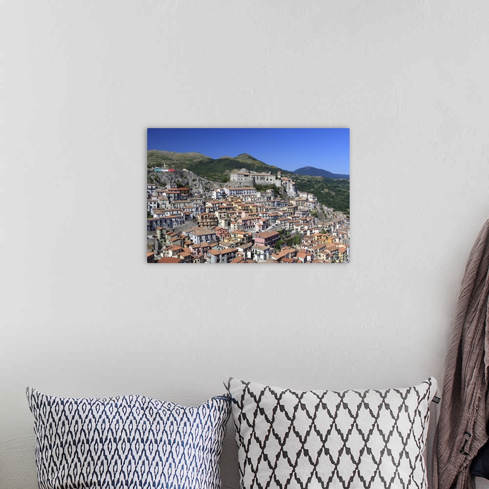 A bohemian room featuring Italy, Basilicata, Muro Lucano, A view of the town and the medieval castle
