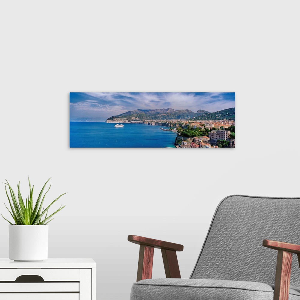 A modern room featuring Italy, Campania, Amalfi Coast, Sorrento, View towards Vesuvio volcano