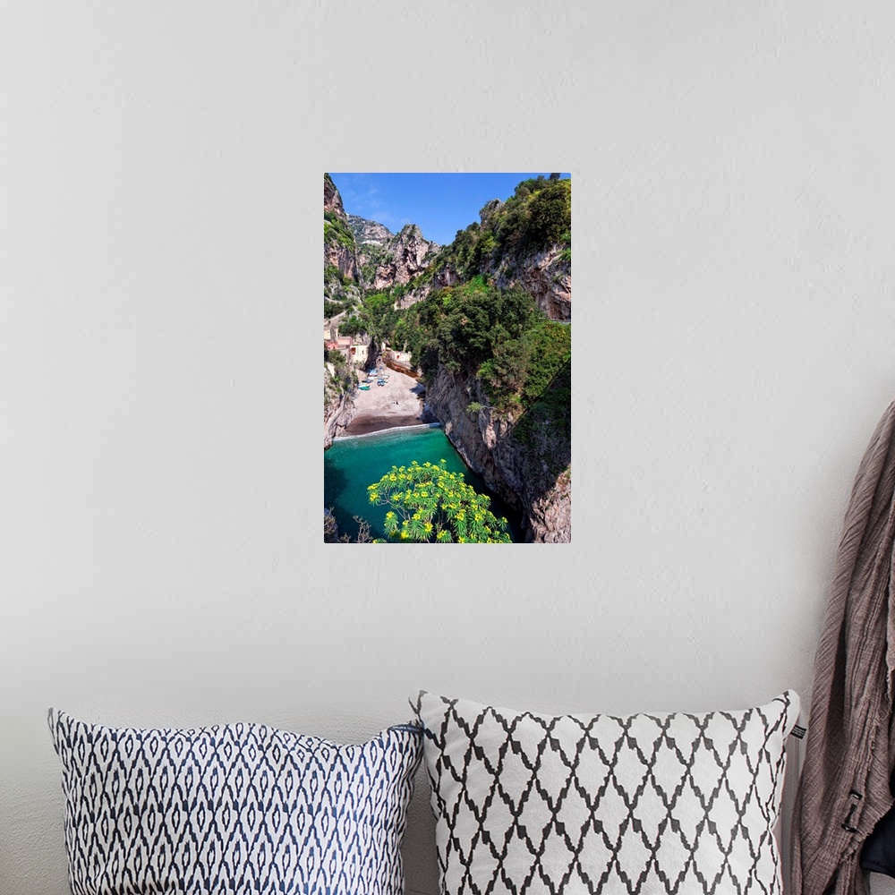 A bohemian room featuring Italy, Campania, Amalfi Coast, Tyrrhenian coast, Peninsula of Sorrento, Furore